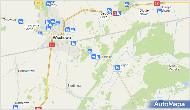 mapa Olbrachcice gmina Wschowa, Olbrachcice gmina Wschowa na mapie Targeo