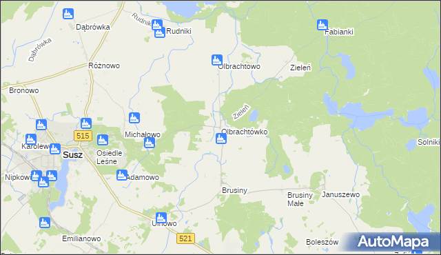 mapa Olbrachtówko, Olbrachtówko na mapie Targeo