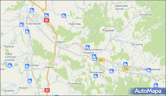 mapa Ołdrzychowice Kłodzkie, Ołdrzychowice Kłodzkie na mapie Targeo