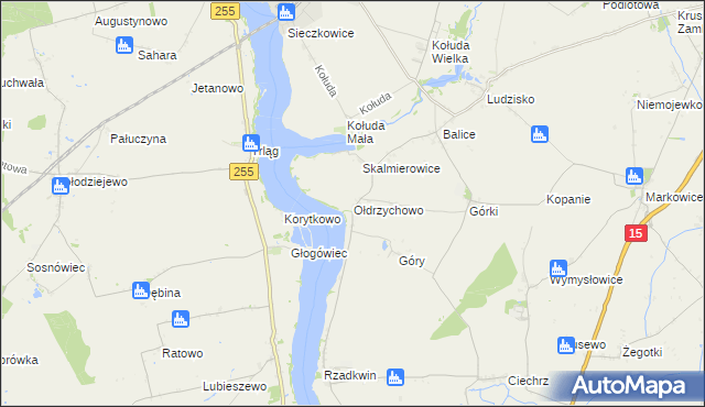 mapa Ołdrzychowo, Ołdrzychowo na mapie Targeo