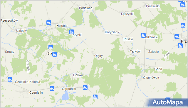 mapa Olędy gmina Mordy, Olędy gmina Mordy na mapie Targeo