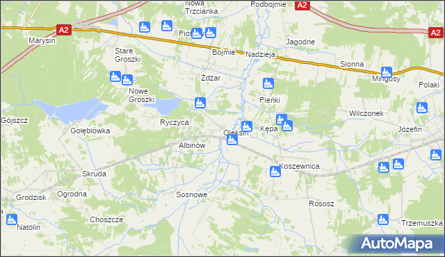 mapa Oleksin gmina Kotuń, Oleksin gmina Kotuń na mapie Targeo