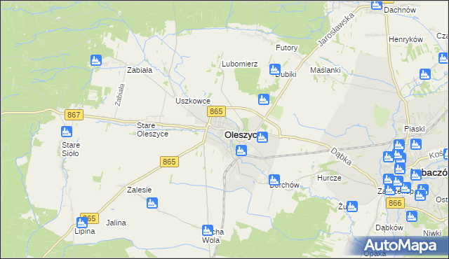 mapa Oleszyce, Oleszyce na mapie Targeo