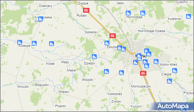 mapa Oliszki gmina Mońki, Oliszki gmina Mońki na mapie Targeo