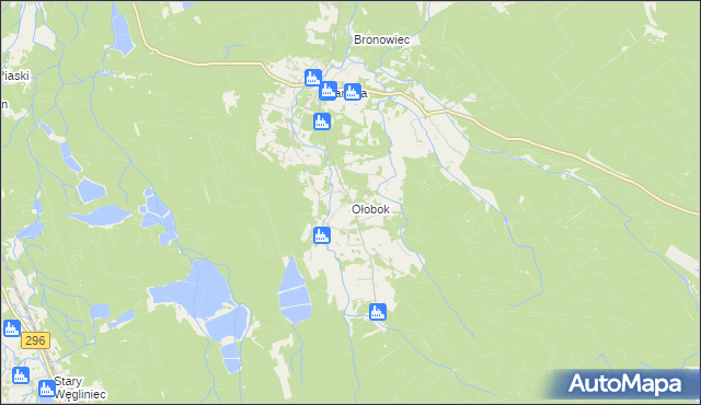 mapa Ołobok gmina Osiecznica, Ołobok gmina Osiecznica na mapie Targeo