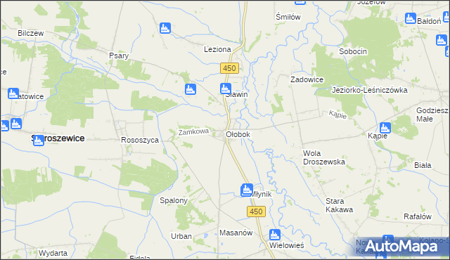 mapa Ołobok gmina Sieroszewice, Ołobok gmina Sieroszewice na mapie Targeo