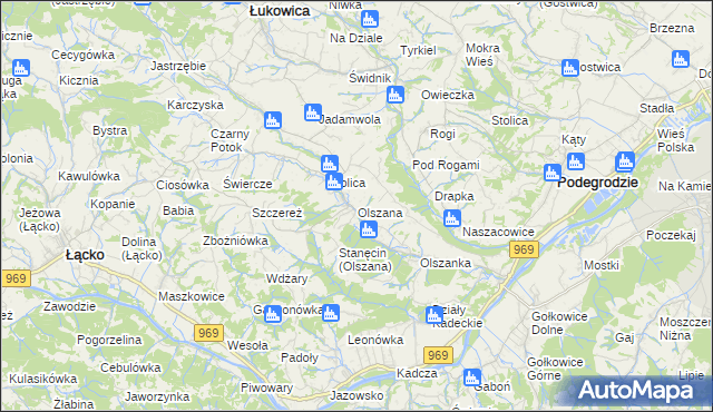 mapa Olszana, Olszana na mapie Targeo