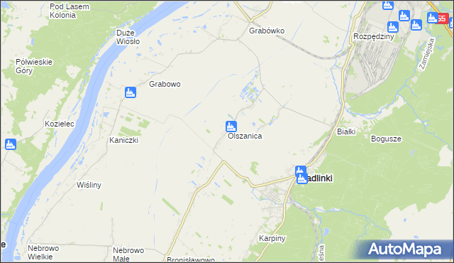 mapa Olszanica gmina Sadlinki, Olszanica gmina Sadlinki na mapie Targeo