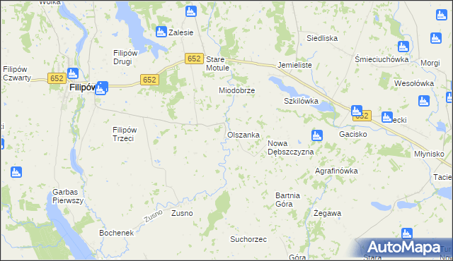 mapa Olszanka gmina Filipów, Olszanka gmina Filipów na mapie Targeo