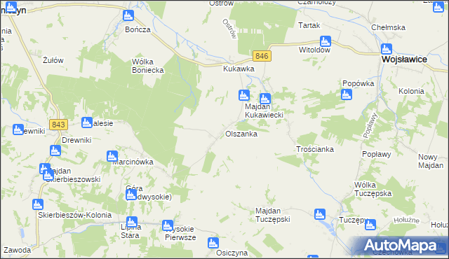 mapa Olszanka gmina Kraśniczyn, Olszanka gmina Kraśniczyn na mapie Targeo