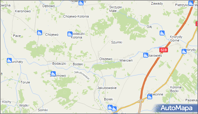 mapa Olszewo gmina Boćki, Olszewo gmina Boćki na mapie Targeo