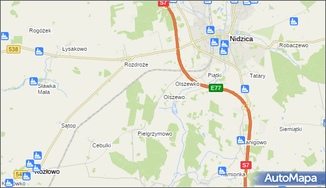 mapa Olszewo gmina Nidzica, Olszewo gmina Nidzica na mapie Targeo