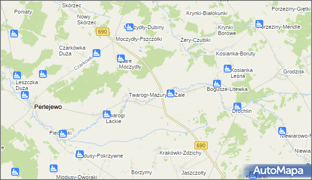 mapa Olszewo gmina Perlejewo, Olszewo gmina Perlejewo na mapie Targeo