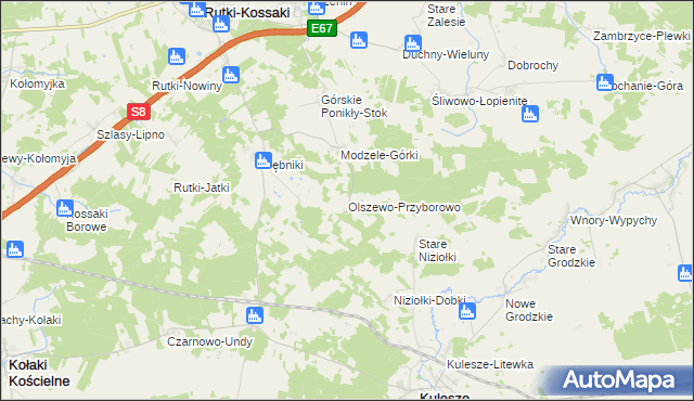 mapa Olszewo-Przyborowo, Olszewo-Przyborowo na mapie Targeo