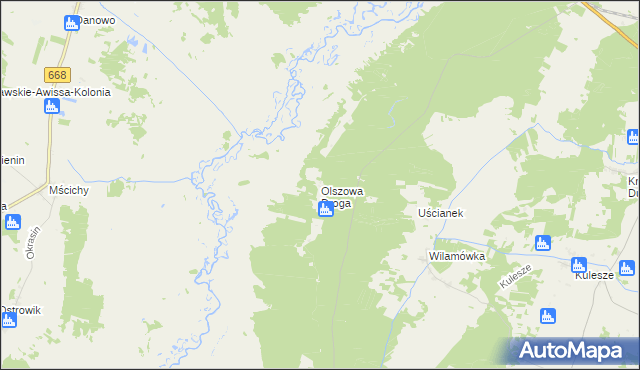 mapa Olszowa Droga, Olszowa Droga na mapie Targeo