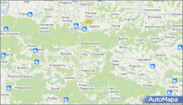 mapa Olszowa gmina Zakliczyn, Olszowa gmina Zakliczyn na mapie Targeo