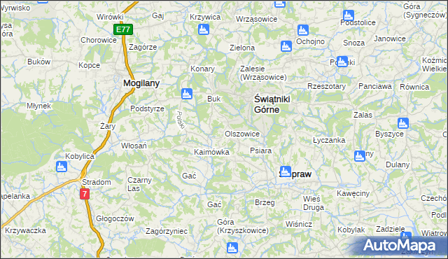 mapa Olszowice, Olszowice na mapie Targeo