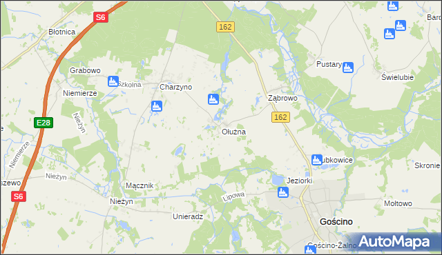 mapa Ołużna, Ołużna na mapie Targeo