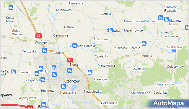 mapa Opalanki gmina Ozorków, Opalanki gmina Ozorków na mapie Targeo