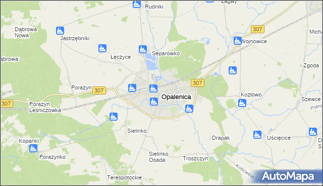 mapa Opalenica powiat nowotomyski, Opalenica powiat nowotomyski na mapie Targeo