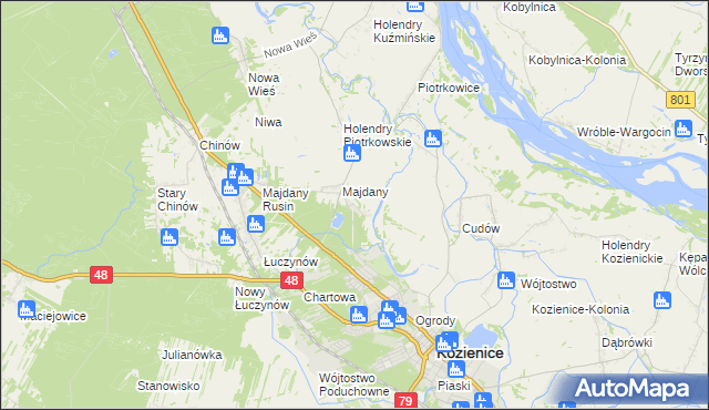 mapa Opatkowice gmina Kozienice, Opatkowice gmina Kozienice na mapie Targeo