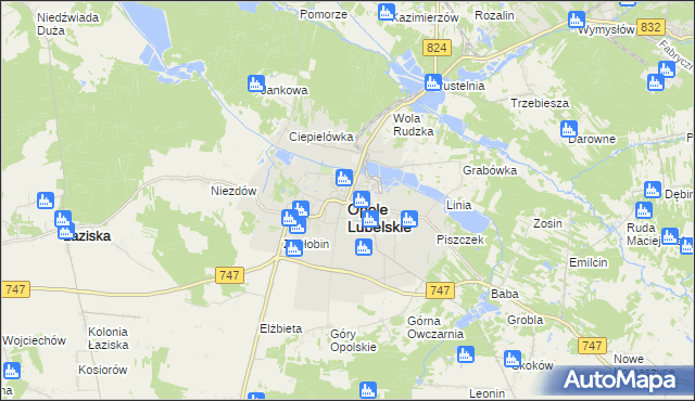 mapa Opole Lubelskie, Opole Lubelskie na mapie Targeo