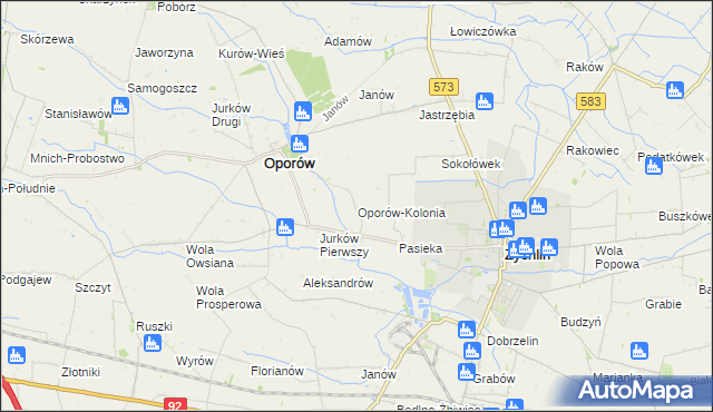 mapa Oporów-Kolonia, Oporów-Kolonia na mapie Targeo