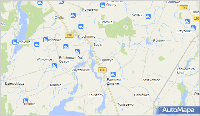 mapa Oporzyn, Oporzyn na mapie Targeo