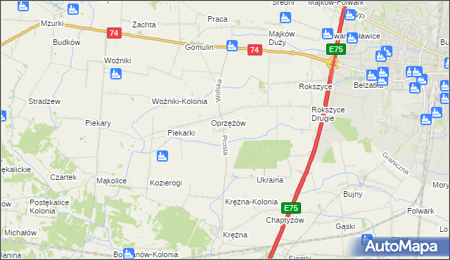 mapa Oprzężów Kolonia, Oprzężów Kolonia na mapie Targeo