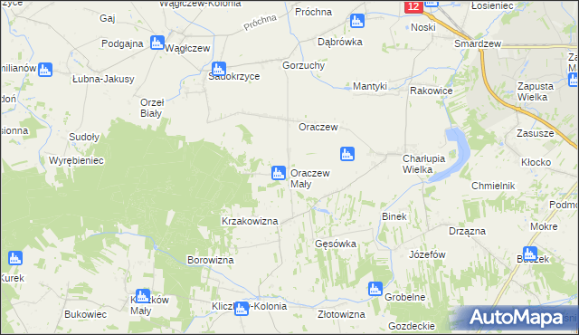 mapa Oraczew Mały, Oraczew Mały na mapie Targeo