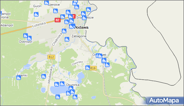 mapa Orchówek gmina Włodawa, Orchówek gmina Włodawa na mapie Targeo