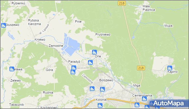 mapa Orle gmina Wejherowo, Orle gmina Wejherowo na mapie Targeo