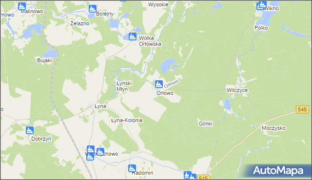 mapa Orłowo gmina Nidzica, Orłowo gmina Nidzica na mapie Targeo