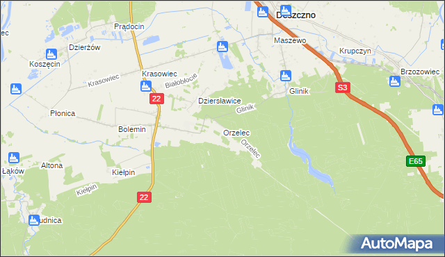 mapa Orzelec, Orzelec na mapie Targeo