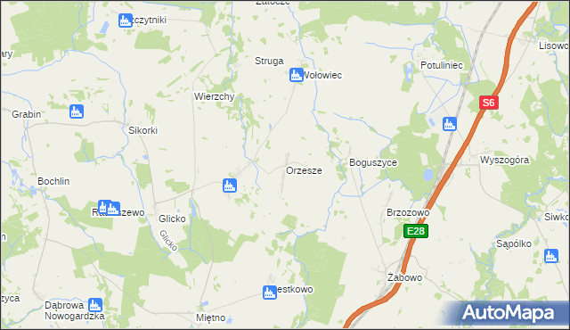 mapa Orzesze gmina Nowogard, Orzesze gmina Nowogard na mapie Targeo