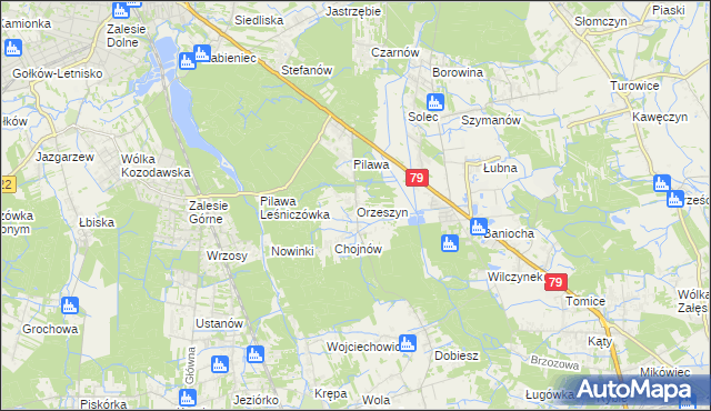 mapa Orzeszyn, Orzeszyn na mapie Targeo