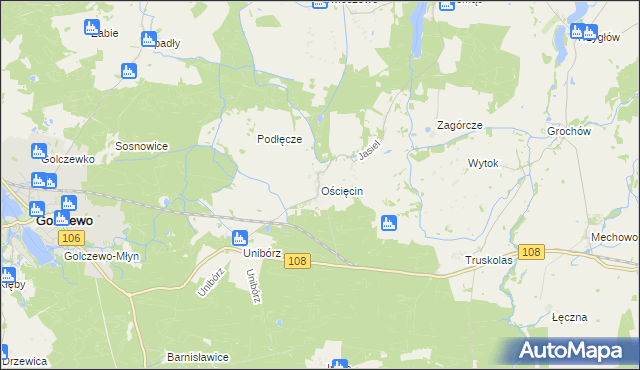 mapa Ościęcin, Ościęcin na mapie Targeo