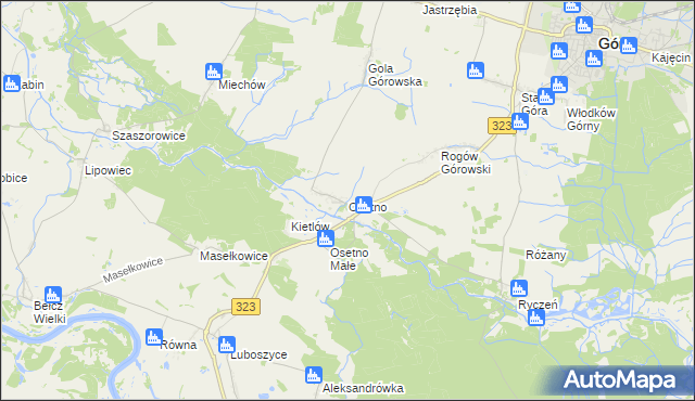 mapa Osetno gmina Góra, Osetno gmina Góra na mapie Targeo