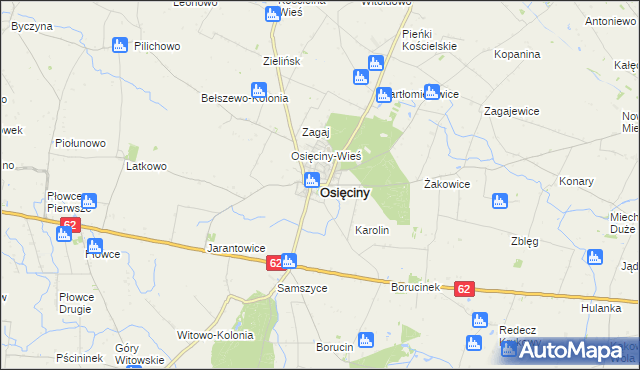 mapa Osięciny, Osięciny na mapie Targeo