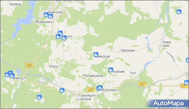 mapa Osieczyce, Osieczyce na mapie Targeo