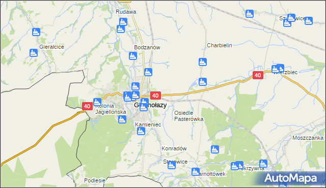 mapa Osiedle Pionierów, Osiedle Pionierów na mapie Targeo