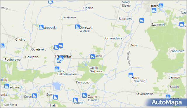 mapa Osiek gmina Pakosław, Osiek gmina Pakosław na mapie Targeo