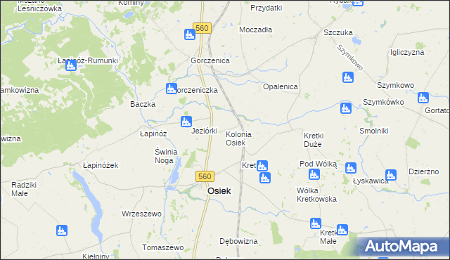 mapa Osiek-Kolonia, Osiek-Kolonia na mapie Targeo