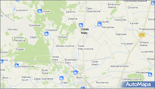 mapa Osiek Mały-Kolonia, Osiek Mały-Kolonia na mapie Targeo