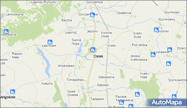 mapa Osiek powiat brodnicki, Osiek powiat brodnicki na mapie Targeo