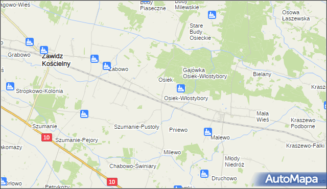 mapa Osiek-Włostybory, Osiek-Włostybory na mapie Targeo