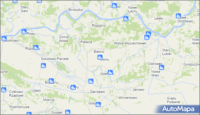 mapa Osiny gmina Rząśnik, Osiny gmina Rząśnik na mapie Targeo