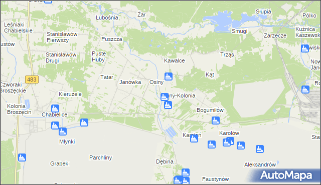 mapa Osiny-Kolonia, Osiny-Kolonia na mapie Targeo