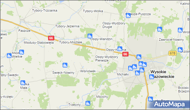 mapa Osipy-Wydziory Pierwsze, Osipy-Wydziory Pierwsze na mapie Targeo