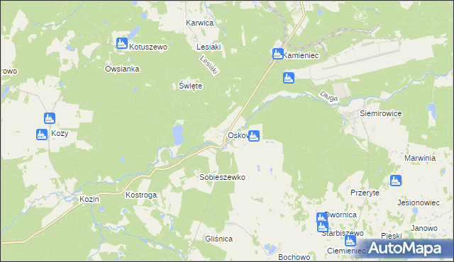 mapa Oskowo, Oskowo na mapie Targeo